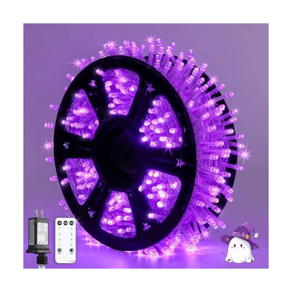 JMEXSUSS 8 Modes 163 FT 500 LED Purple Halloween Lights with Remote