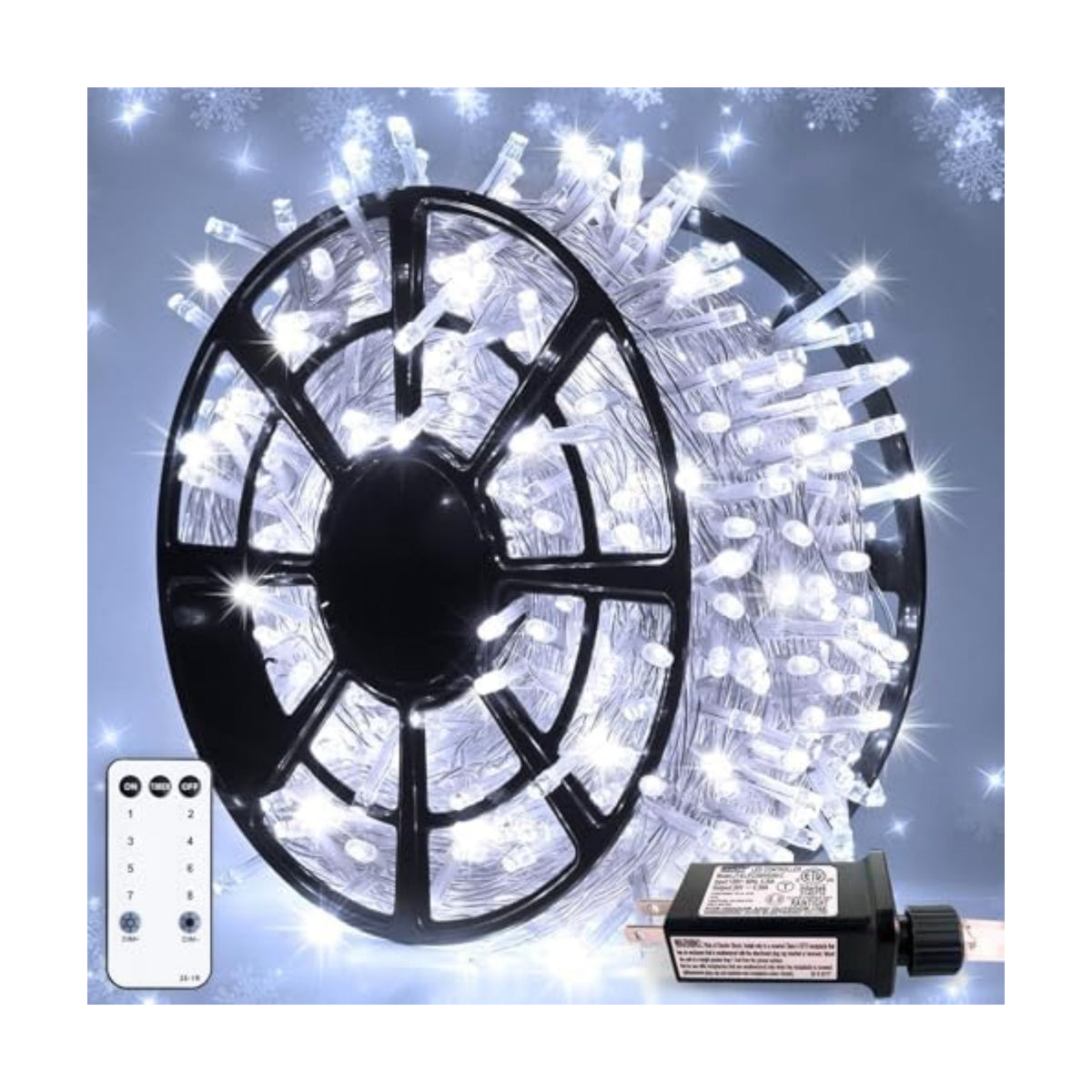JMEXSUSS Clear Wire 163ft 500 LED White Christmas Lights Plug in