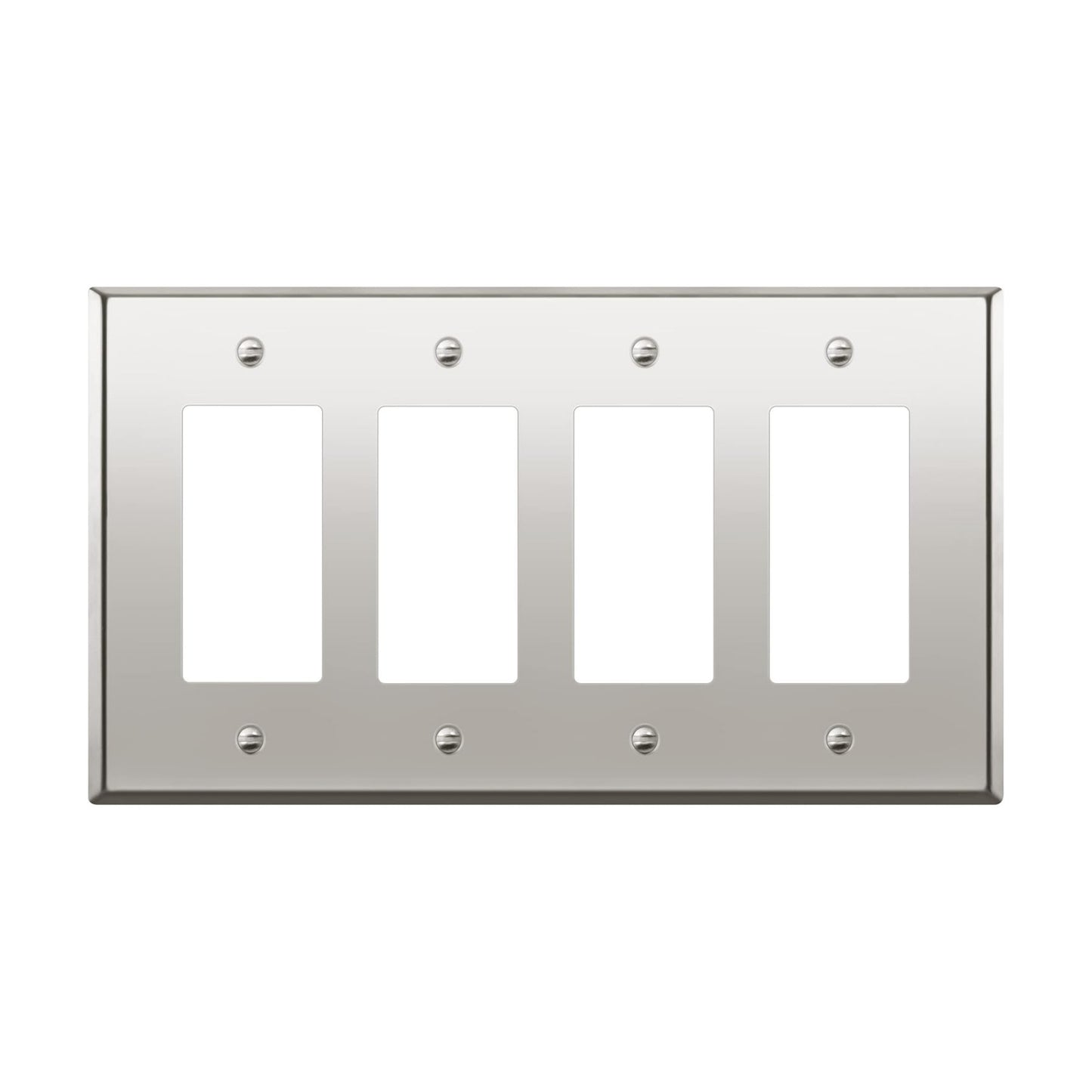 ENERLITES Quad Decorator Metal Wall Plate, Decorator Switch Receptacle Cover, Corrosion Resistant, Stainless Steel 201