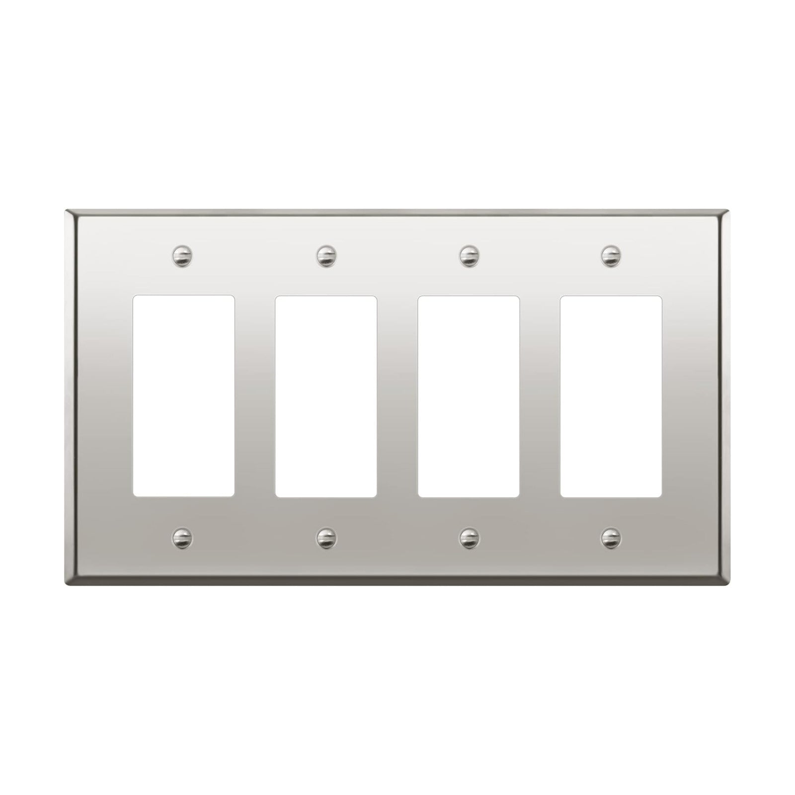 ENERLITES Quad Decorator Metal Wall Plate, Decorator Switch Receptacle Cover, Corrosion Resistant, Stainless Steel 201