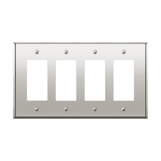 ENERLITES Quad Decorator Metal Wall Plate, Decorator Switch Receptacle Cover, Corrosion Resistant, Stainless Steel 201