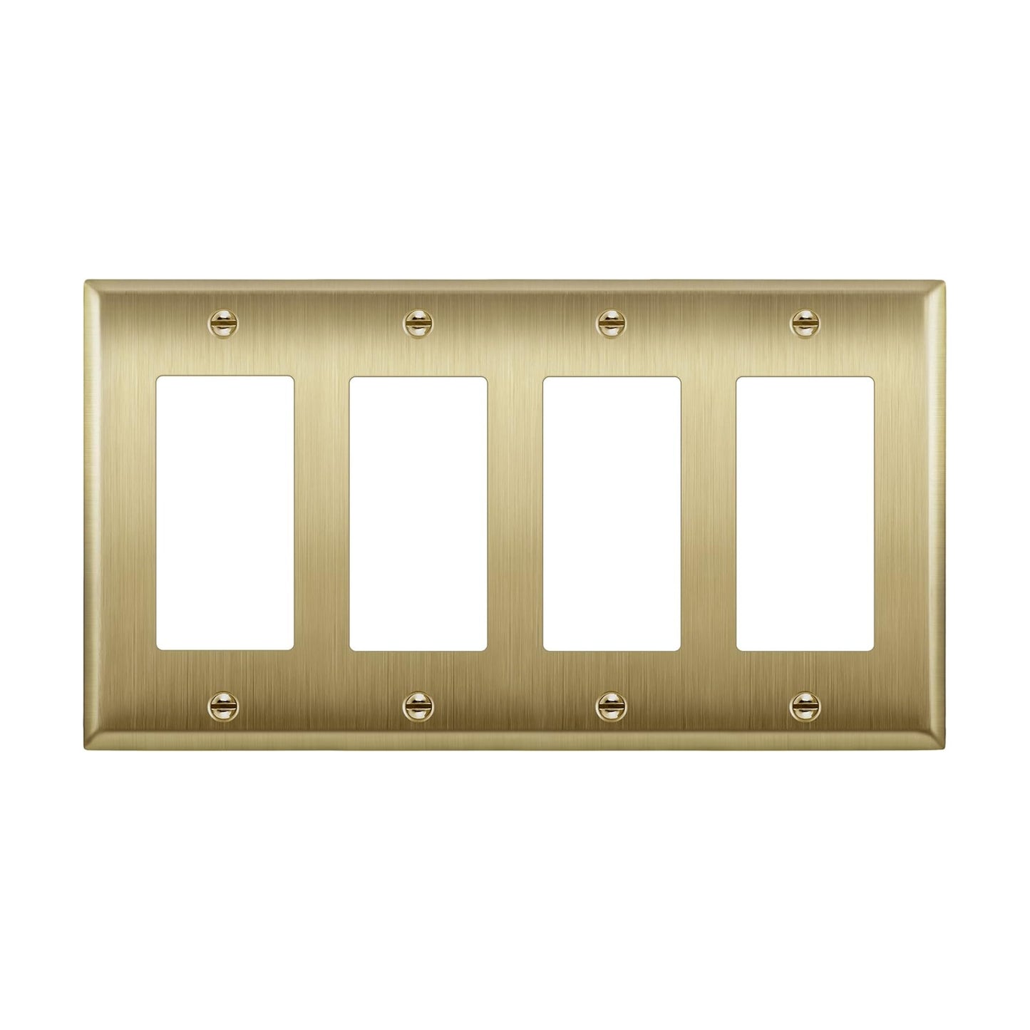 ENERLITES Decorator Switch or Outlet Metal Wall Plate, Stainless Steel 201, Corrosion Resistant, Size 4-Gang 4.50" x