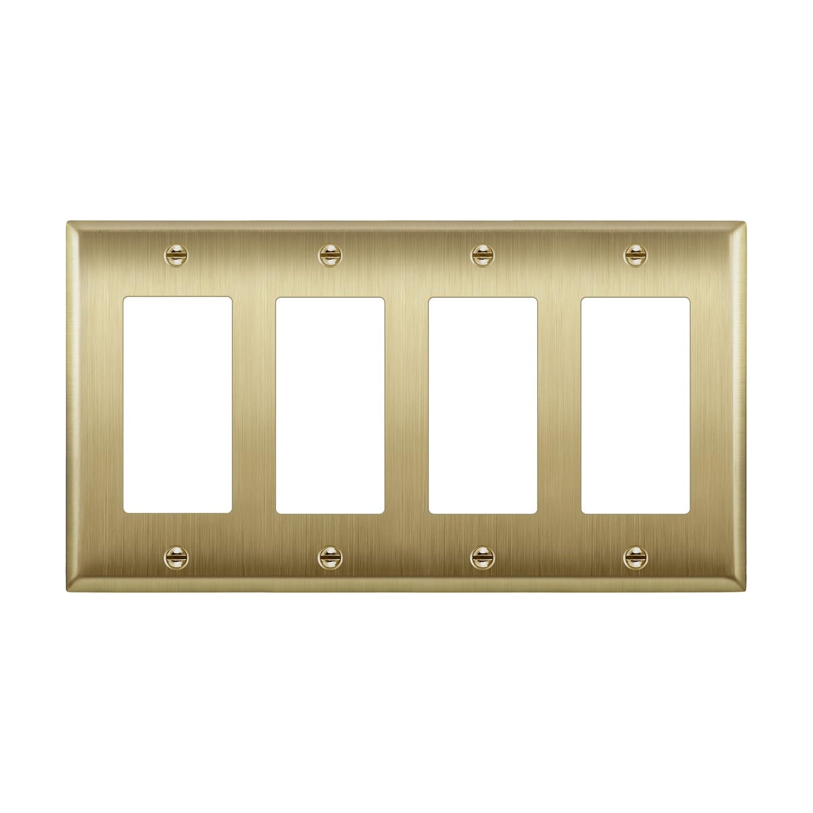 ENERLITES Decorator Switch or Outlet Metal Wall Plate, Stainless Steel 201, Corrosion Resistant, Size 4-Gang 4.50" x