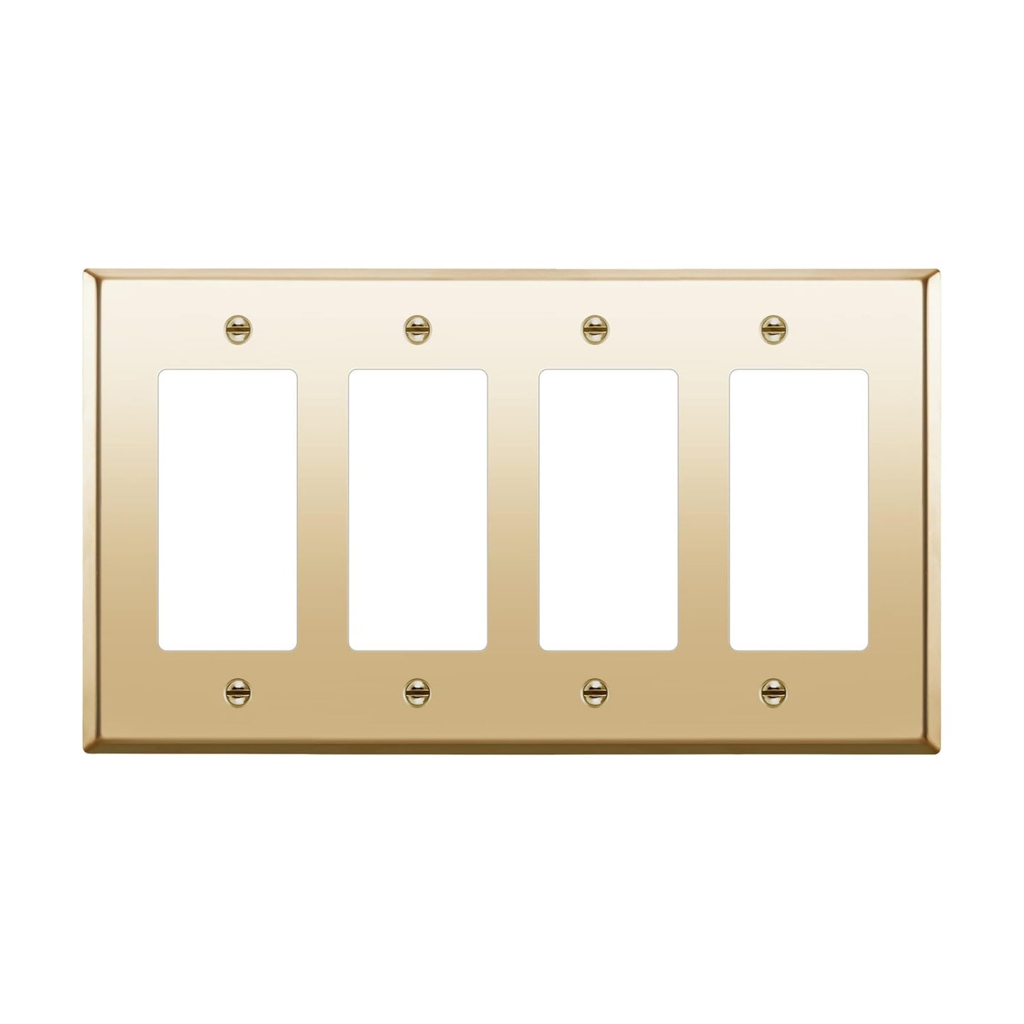 ENERLITES Quad Decorator Metal Wall Plate, Decorator Switch Receptacle Cover, Corrosion Resistant, Stainless Steel 201