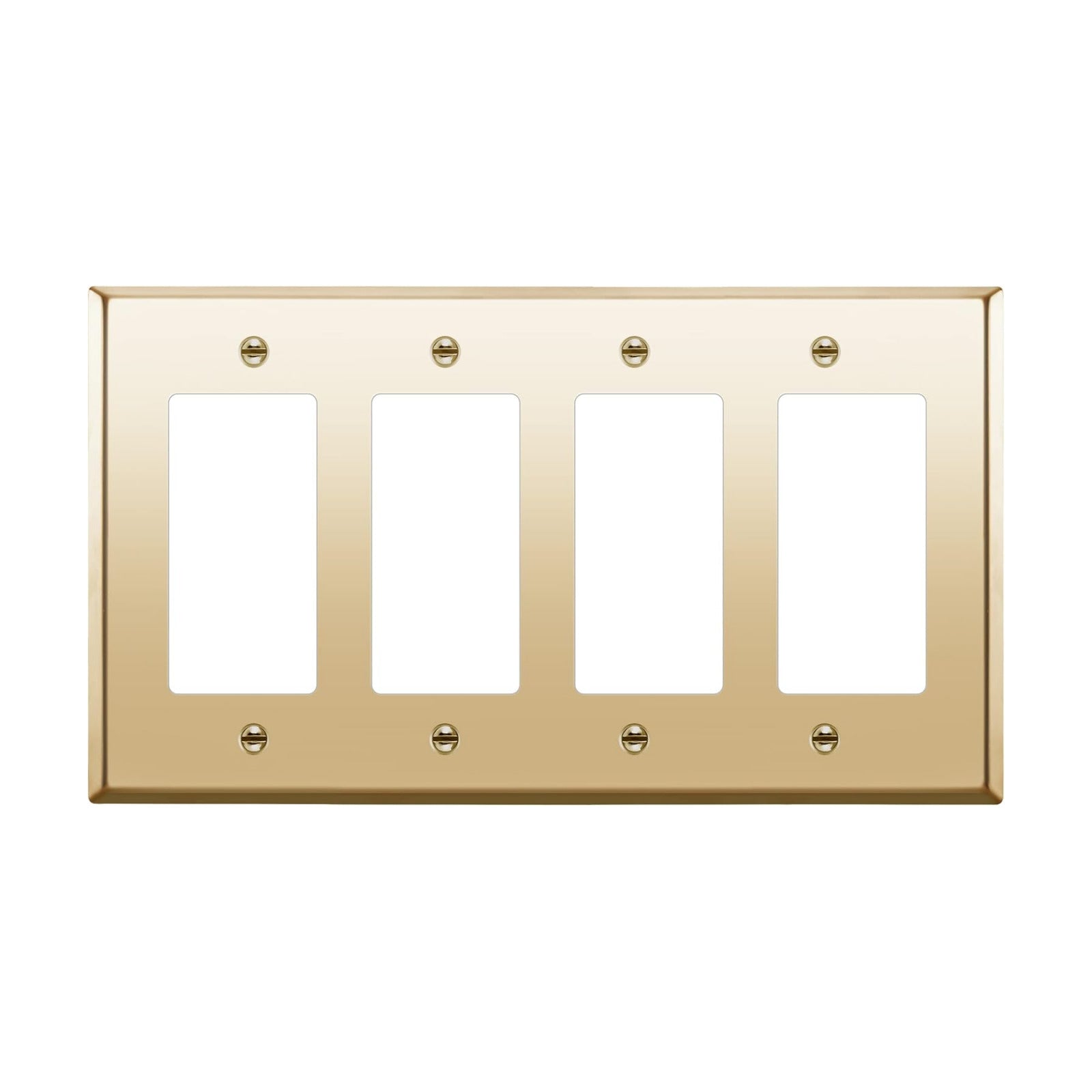 ENERLITES Quad Decorator Metal Wall Plate, Decorator Switch Receptacle Cover, Corrosion Resistant, Stainless Steel 201