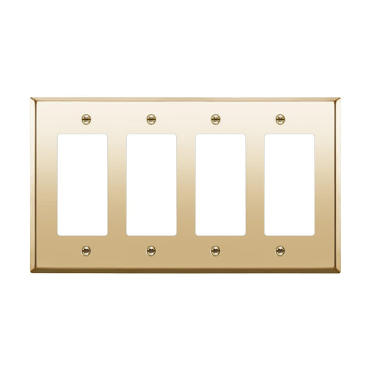 ENERLITES Quad Decorator Metal Wall Plate, Decorator Switch Receptacle Cover, Corrosion Resistant, Stainless Steel 201