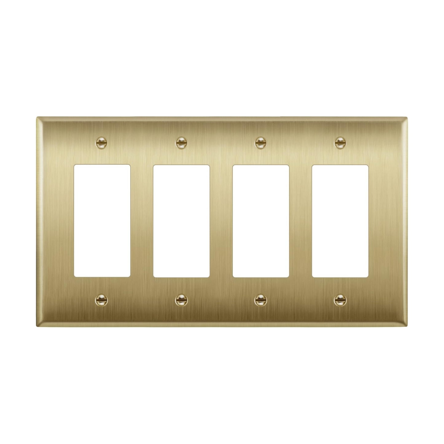 ENERLITES Quad Decorator Metal Wall Plate, Decorator Switch Receptacle Cover, Corrosion Resistant, Stainless Steel 201