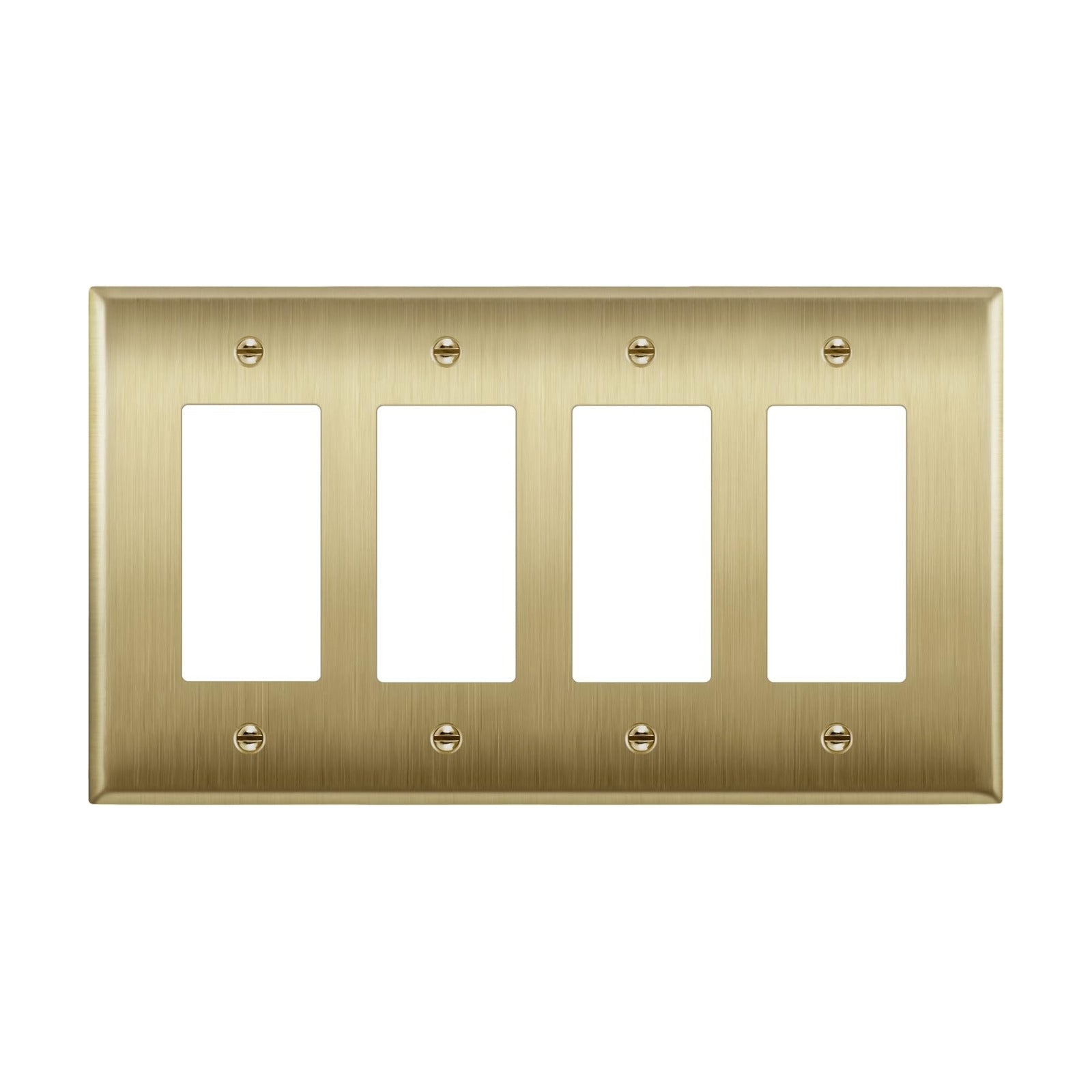 ENERLITES Quad Decorator Metal Wall Plate, Decorator Switch Receptacle Cover, Corrosion Resistant, Stainless Steel 201