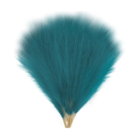 18" Fluffy Artificial Pampas Grass Branches for Vase Fillings / Blue / Set of 8