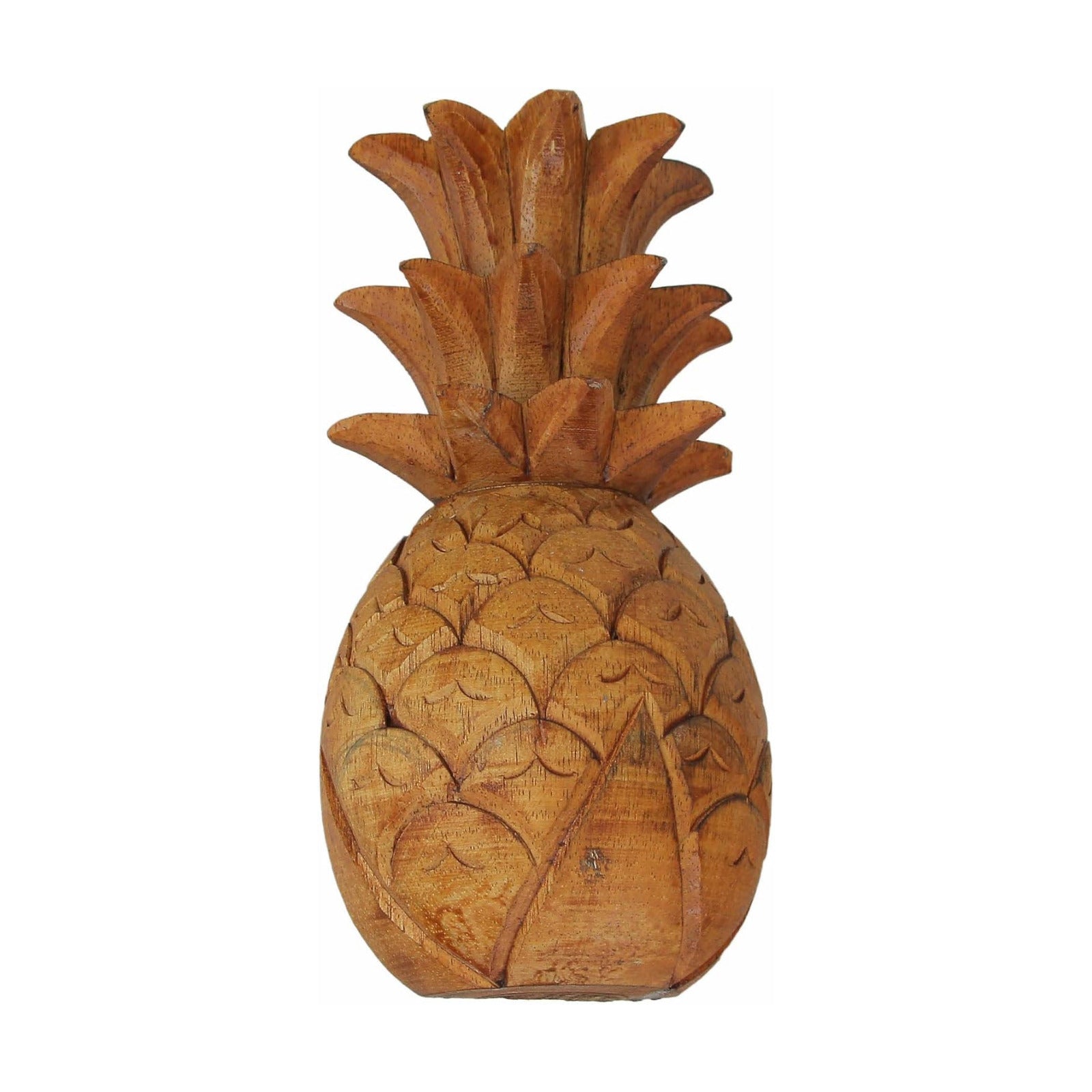 Hand Carved Wooden Pineapple Hanging Wall Décor Art Sculpture High / 9.75 Inch