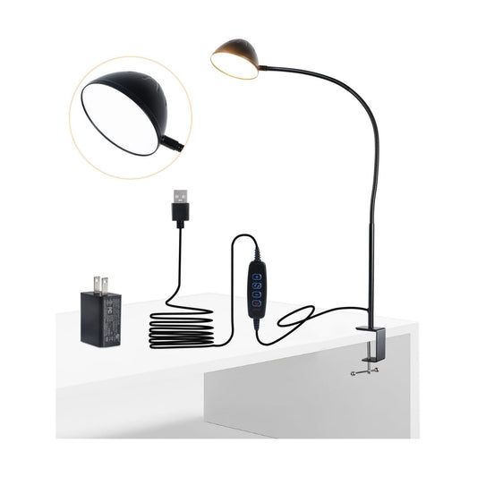 Long Gooseneck Clamp Lamp, Clip Desk Lamp with Clamp, 10W, 1100 LMS, 3 Color Modes, 10 Brightness Levels, 31 Inches