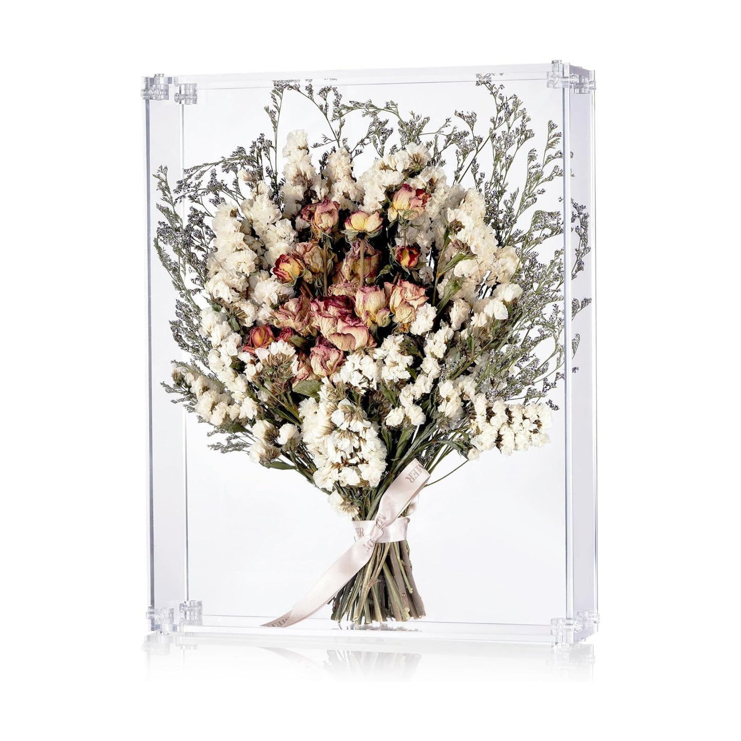 11x14 Acrylic Shadow Box, Assemble Display Case, DIY Tabletop/Wall Mount Display Frame, All Clear Memory Box for Dried