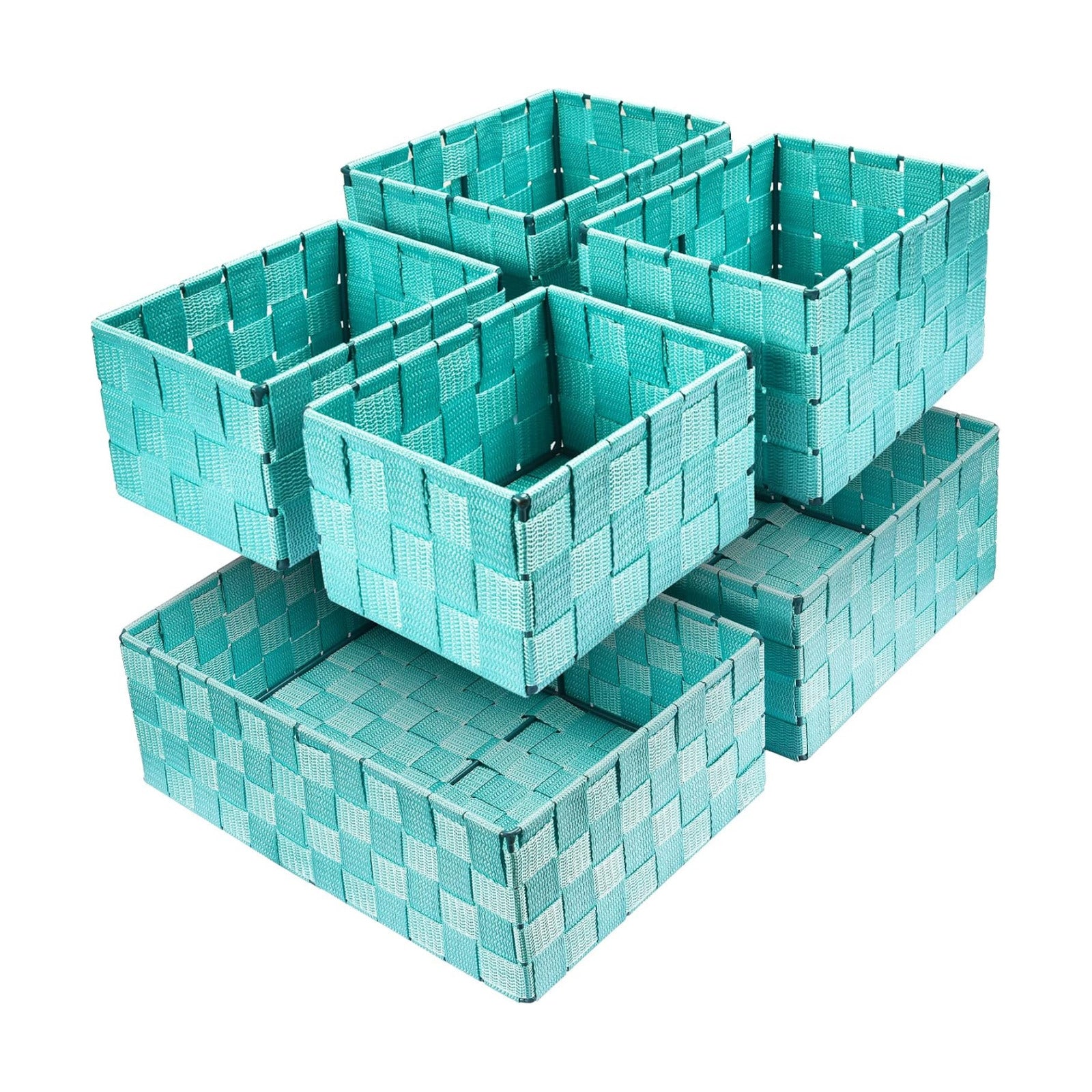 Woven Storage Baskets / Aqua / Set of 6