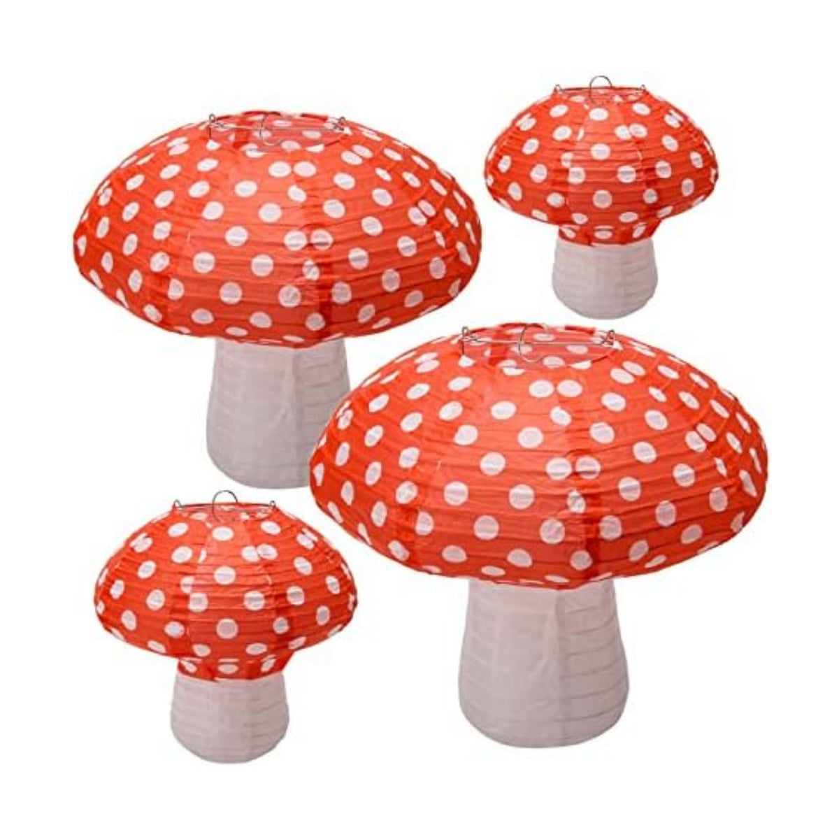 Windspeed 4Pcs Mushroom Shaped Paper Lanterns 8 inch & 12 inch