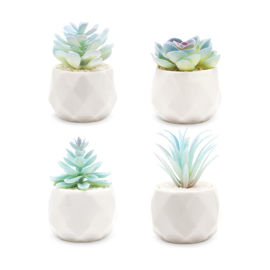 Mini Artificial Succulent in Pots Fake Plants / Blue / Ceramic