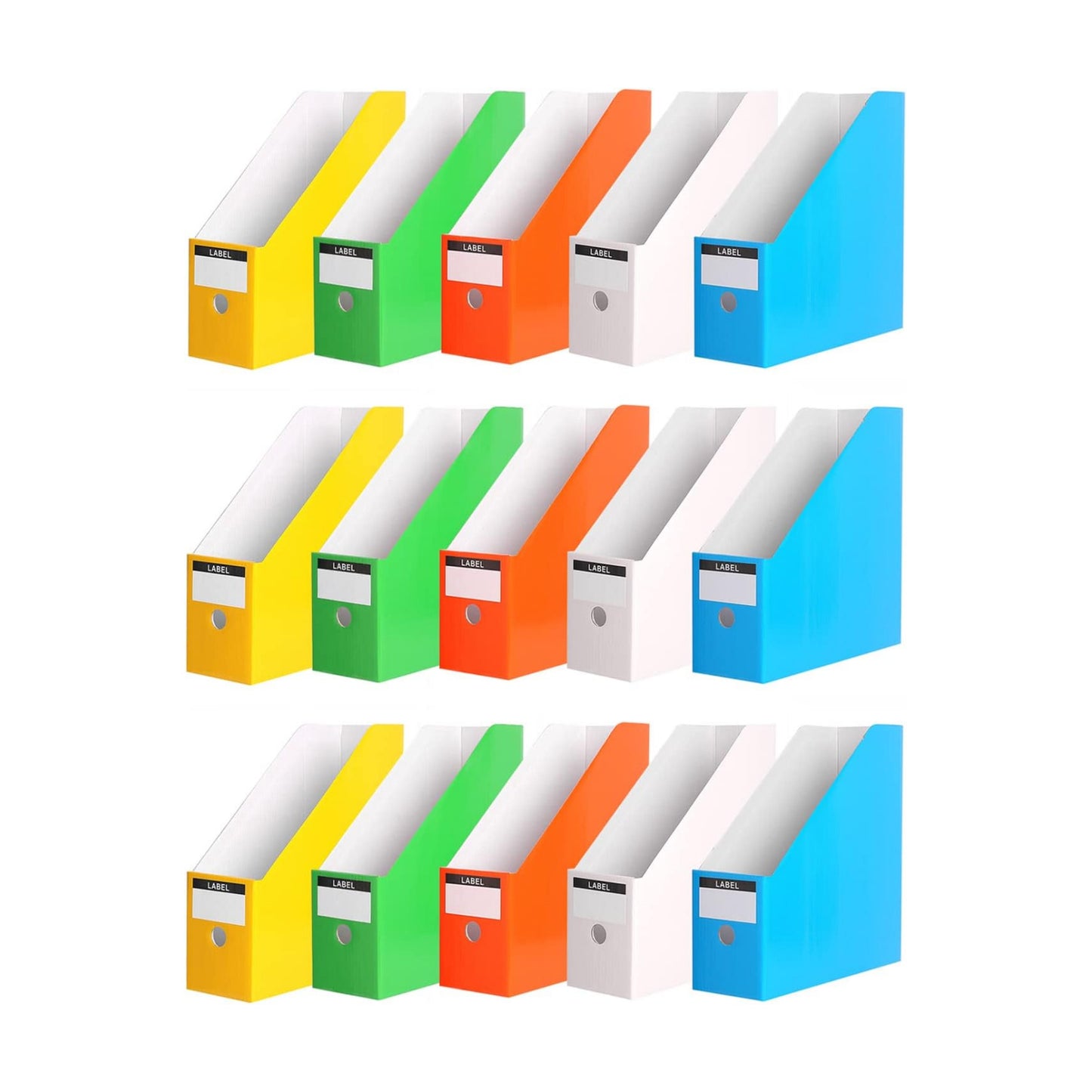 Foldable Desk File Holder Organizer Sturdy Cardboard Magazine Storage Box Document Rack with Blank Label Stickers for
