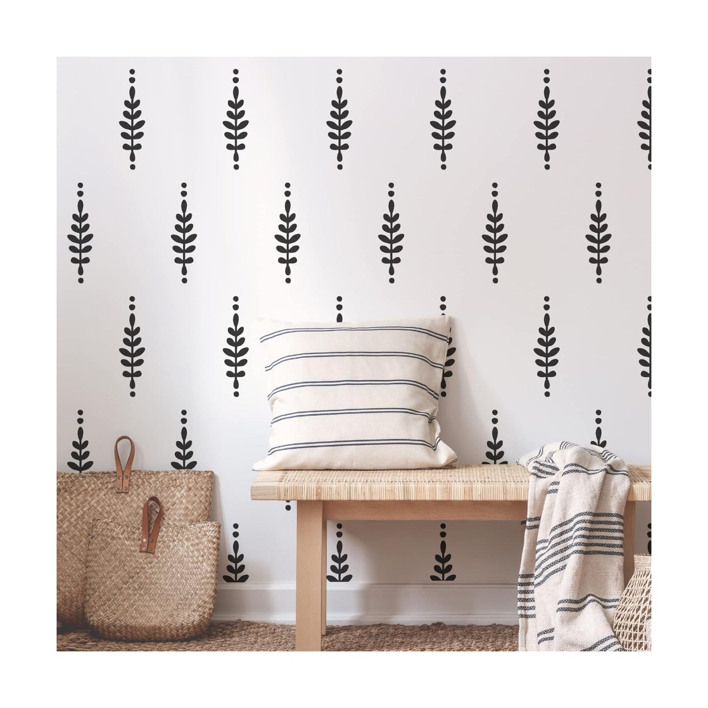 Peel and Stick Modern Boho Flower Stickers / Black