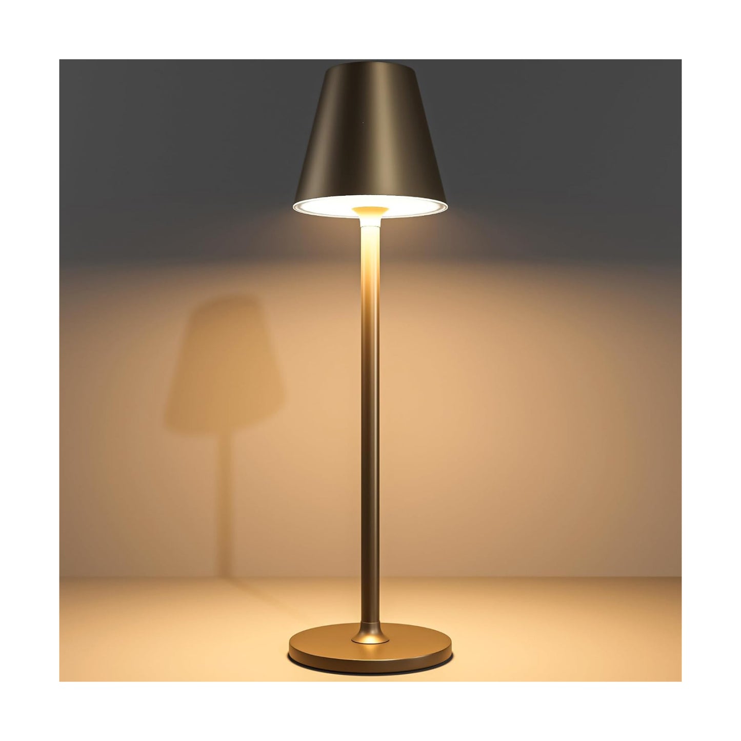 Timjorman Modern LED Cordless Table Lamp, 4000mAh Rechargeable Battery, 3 Level Brightness Night Light, Metal Shell