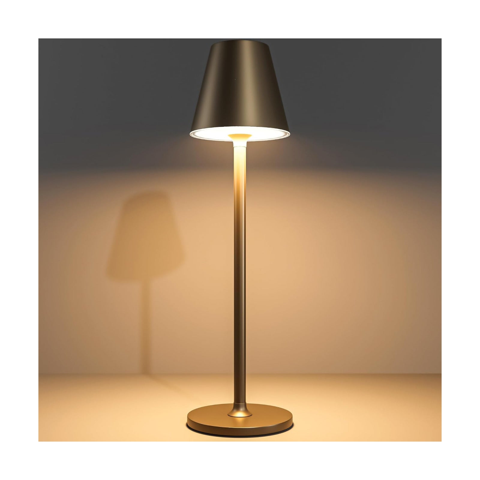 Timjorman Modern LED Cordless Table Lamp, 4000mAh Rechargeable Battery, 3 Level Brightness Night Light, Metal Shell