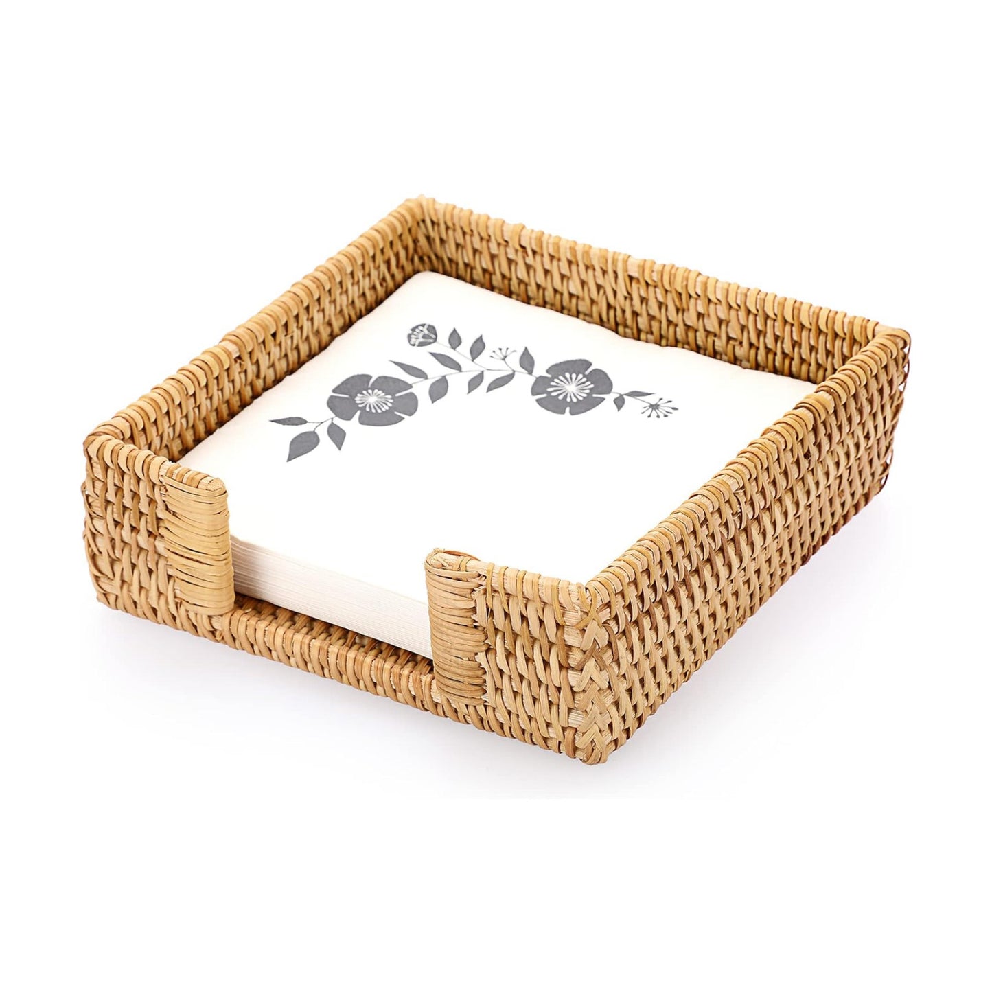 Rattan Napkin Basket / Honey Brown / 6.5 x 6.5 / Inch/ Luncheon