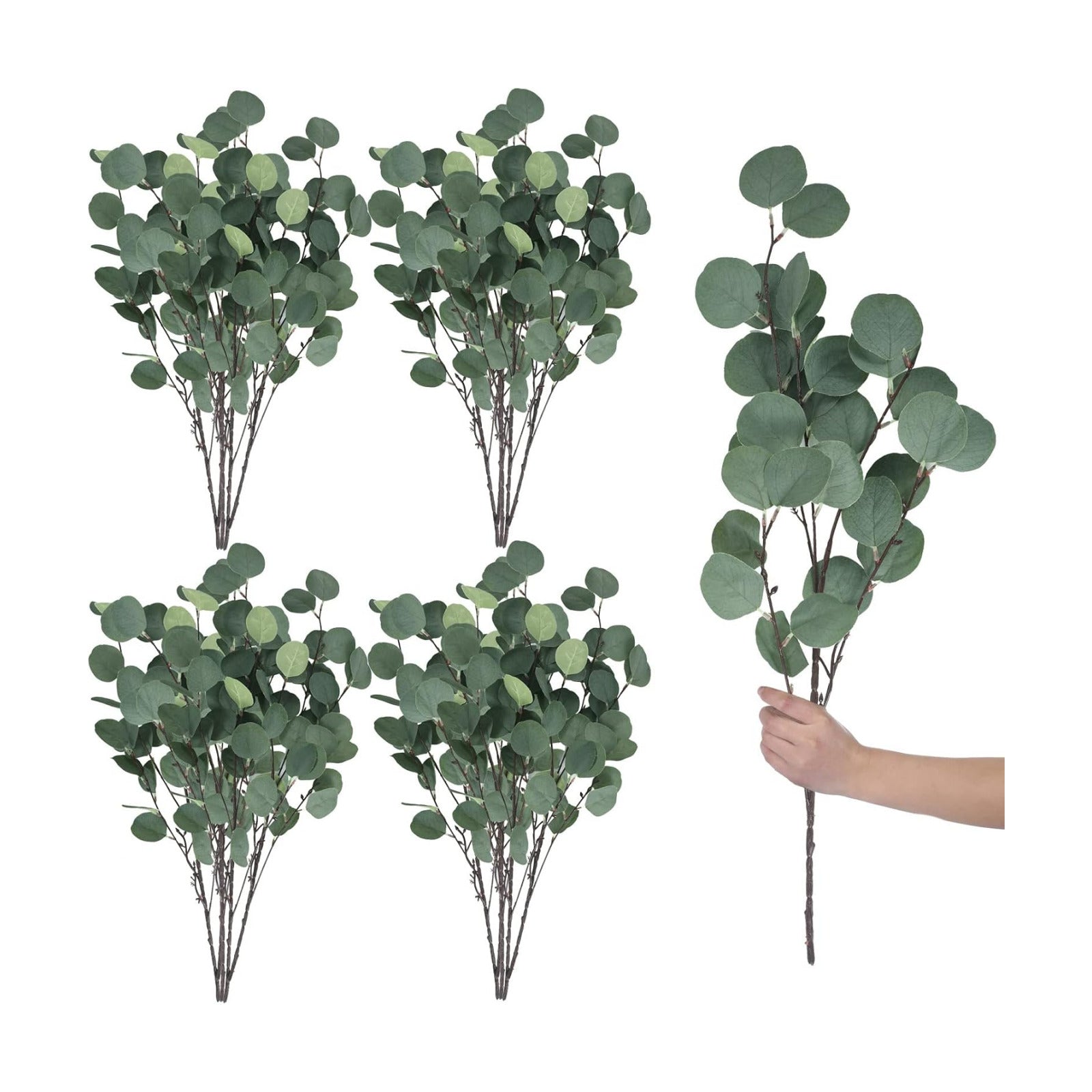 Artificial Eucalyptus Stems Fake Bulk Eucalyptus Faux Greenery / Silver / 23.6 Inch / Set of 20