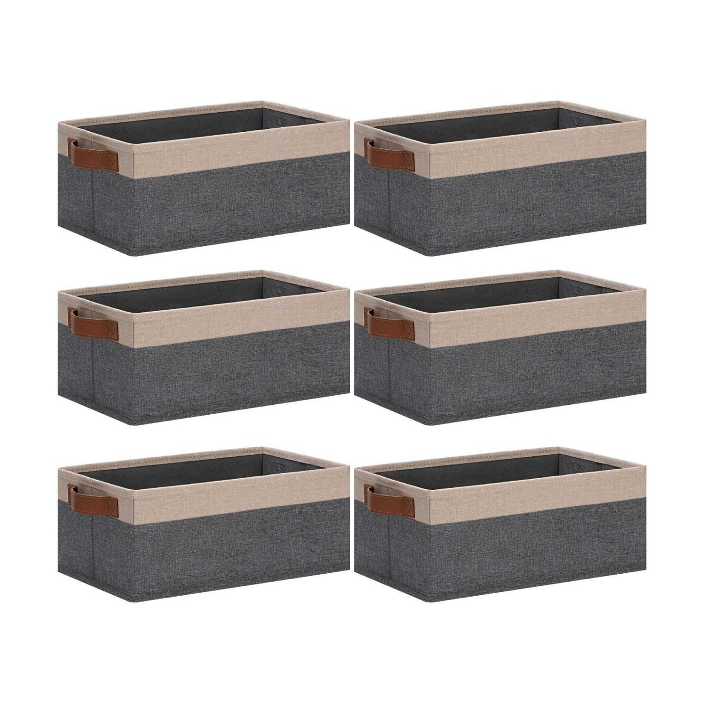 Storage Basket / Fabric Storage Bins / 11.8 x 7.87 x 5.11 / Small / Grey&beige Yellow / Set of 6
