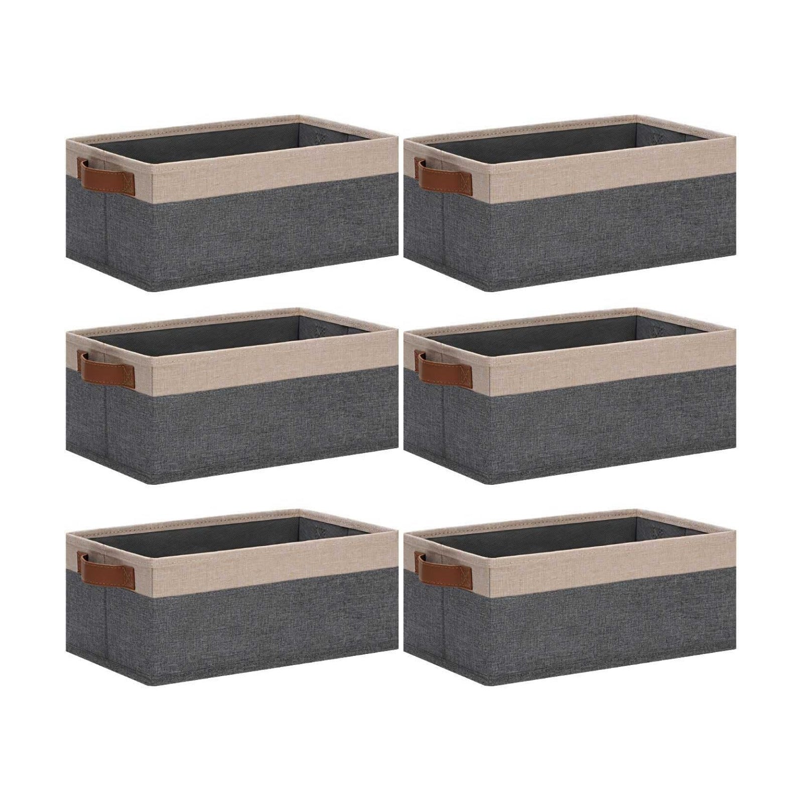 Storage Basket / Fabric Storage Bins / 11.8 x 7.87 x 5.11 / Small / Grey&beige Yellow / Set of 6