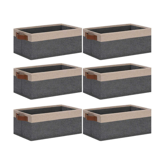 Storage Basket / Fabric Storage Bins / 11.8 x 7.87 x 5.11 / Small / Grey&beige Yellow / Set of 6