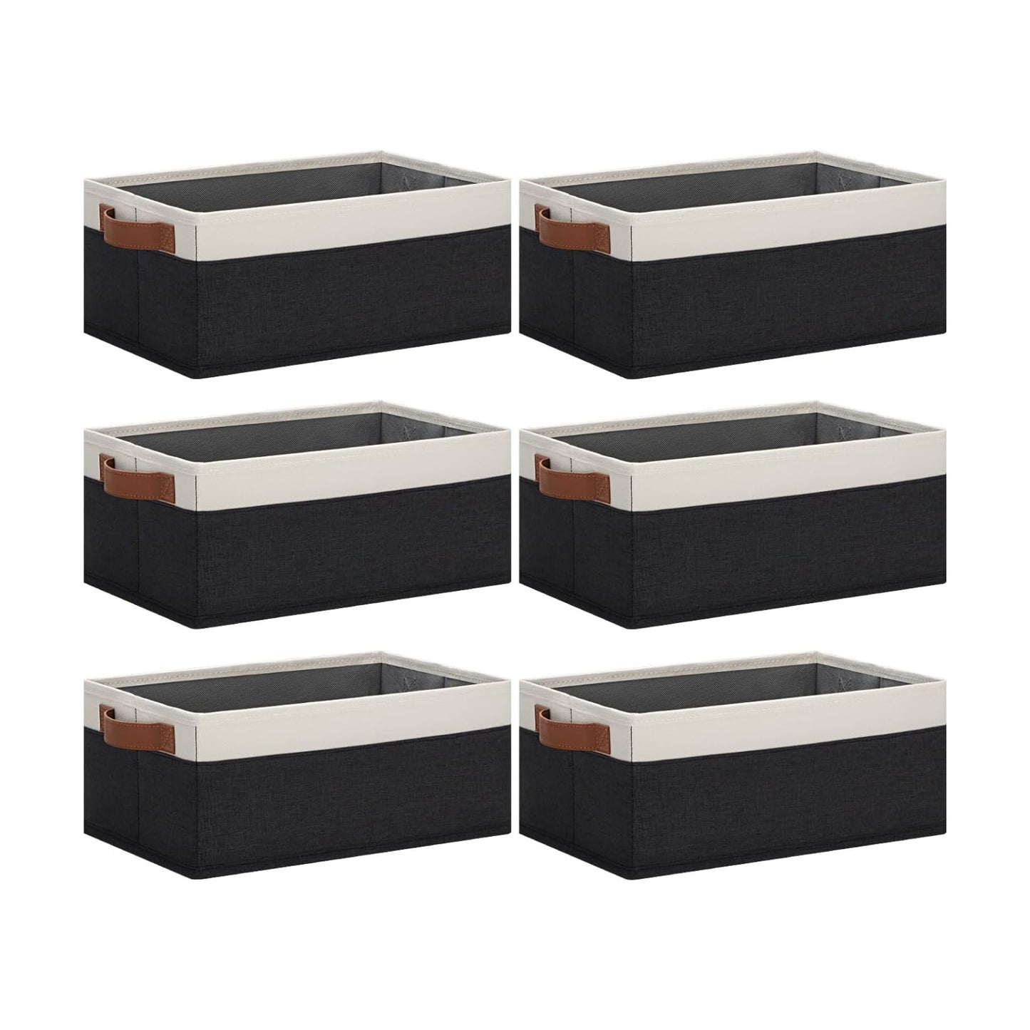 Fabric Storage Bins / 11.8 x 7.87 x 5.11 / Small / Black&white / Set of 6