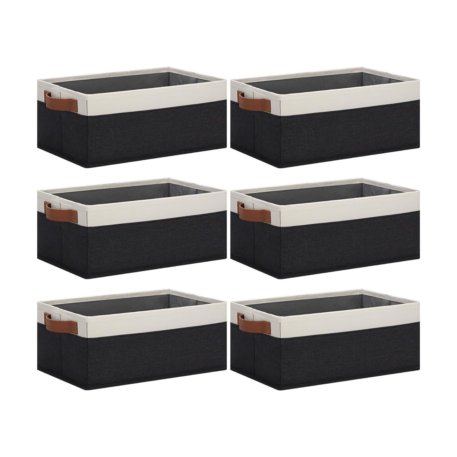 Fabric Storage Bins / 11.8 x 7.87 x 5.11 / Small / Black&white / Set of 6