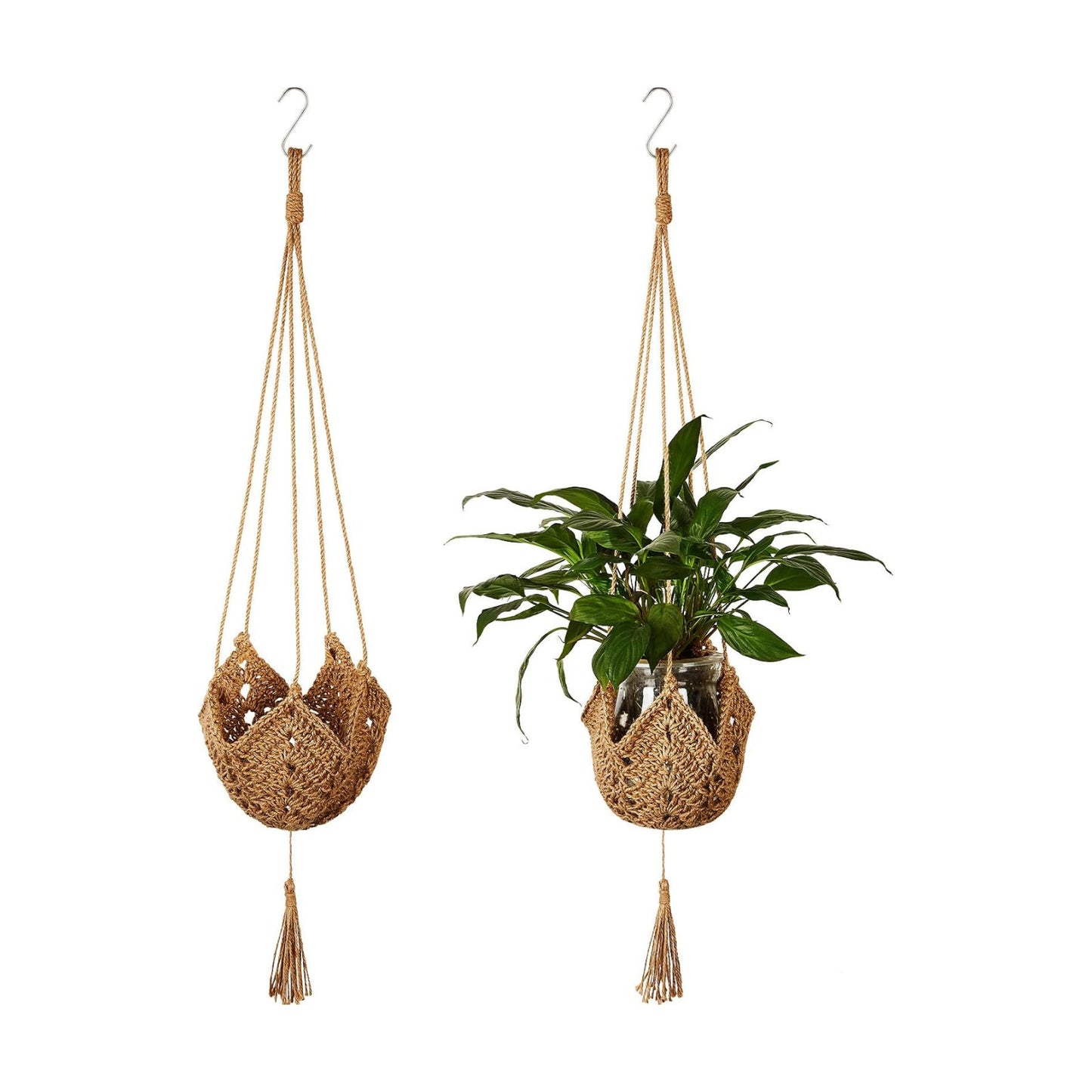 Boho Macrame Plant Hanger / Brown / Classic / Set of 2