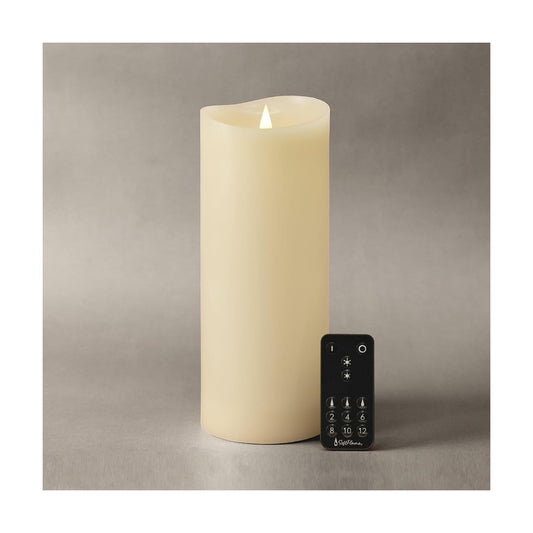 Flameless LED Candles with Remote Control, 4"x 10"Flickering 3D Moving Flame Battery Operated Candles in Real Wax Shell