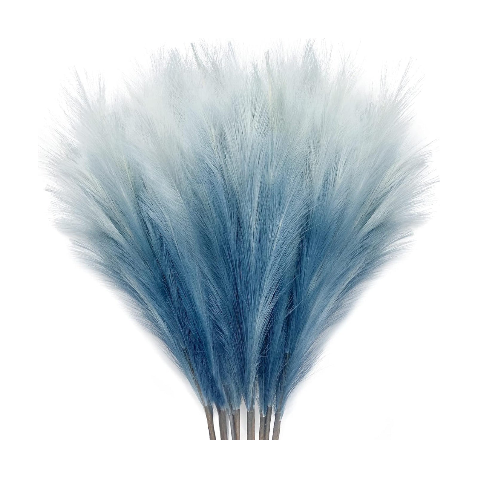 Fluffy Artificial Bulrush Branches Boho Decor / Blue / Set of 8