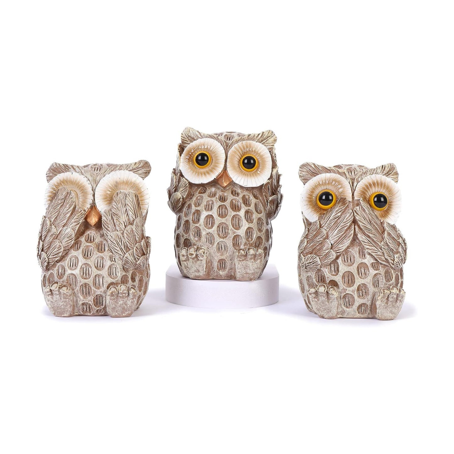 Owl Figurines / Owl Statues Home Décor / Brown / Set of 3