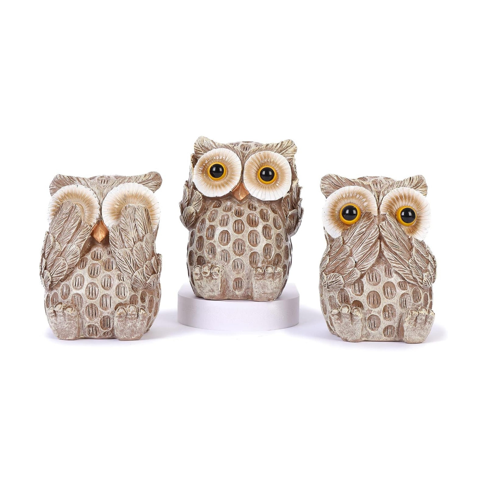Owl Figurines / Owl Statues Home Décor / Brown / Set of 3