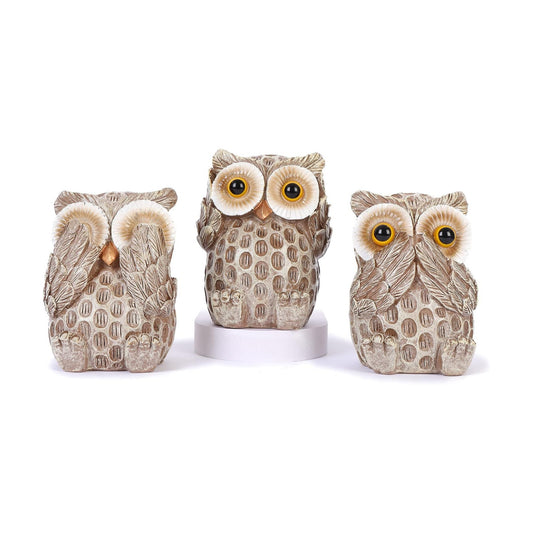 Owl Figurines / Owl Statues Home Décor / Brown / Set of 3