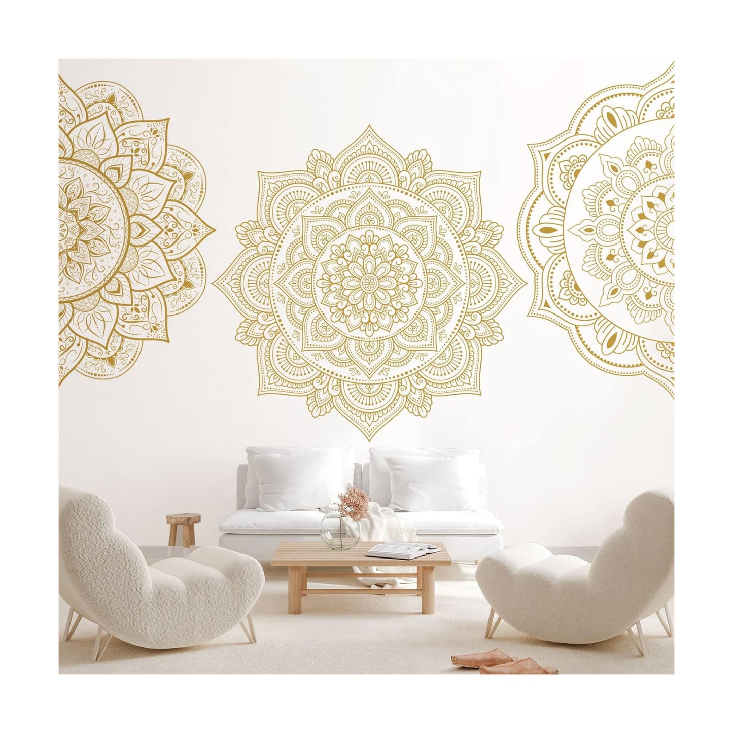 Half Mandala Wall Decal Boho Mandala Sticker Lotus Flower Vinyl Wall Decals Flower / Gold / Set of 4
