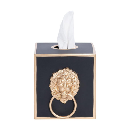 Cube Tissue Box Holder / Black Lion / Paws & Claws