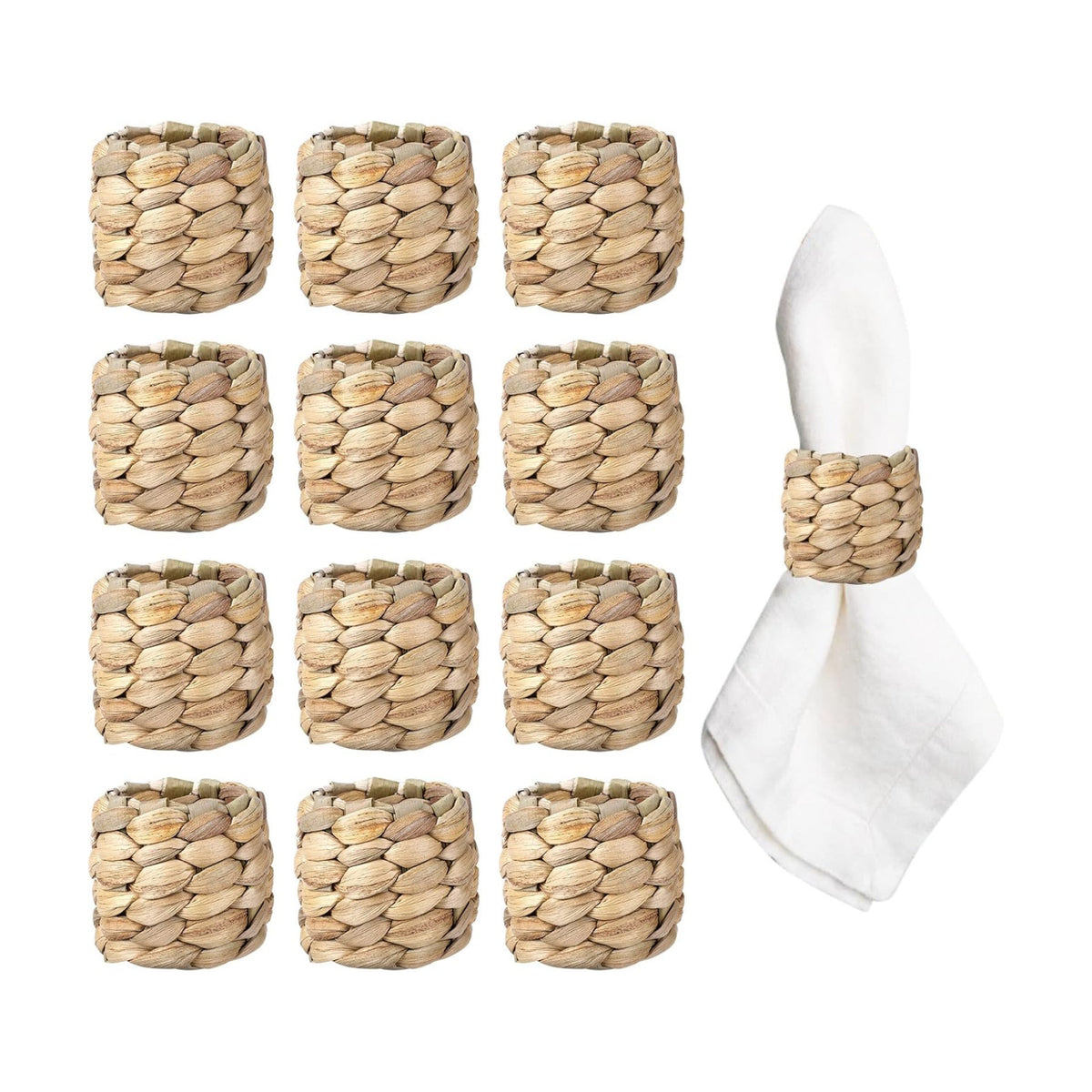 Farmhouse Rustic Napkin Rings Set of 12, Fall Thanksgiving Table Decor