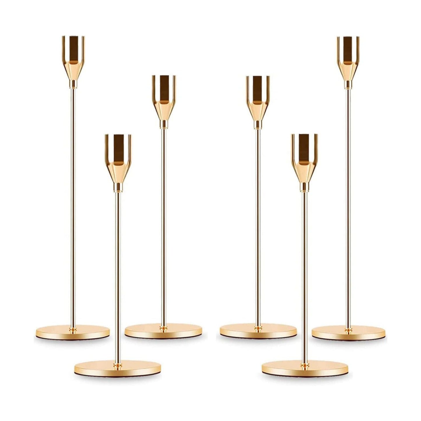 French Gold Taper Tall Candle Holders Set of 6–3 Sizes, Fits 3/4" Candles | Metal Vintage Candle Stickers Long Holder