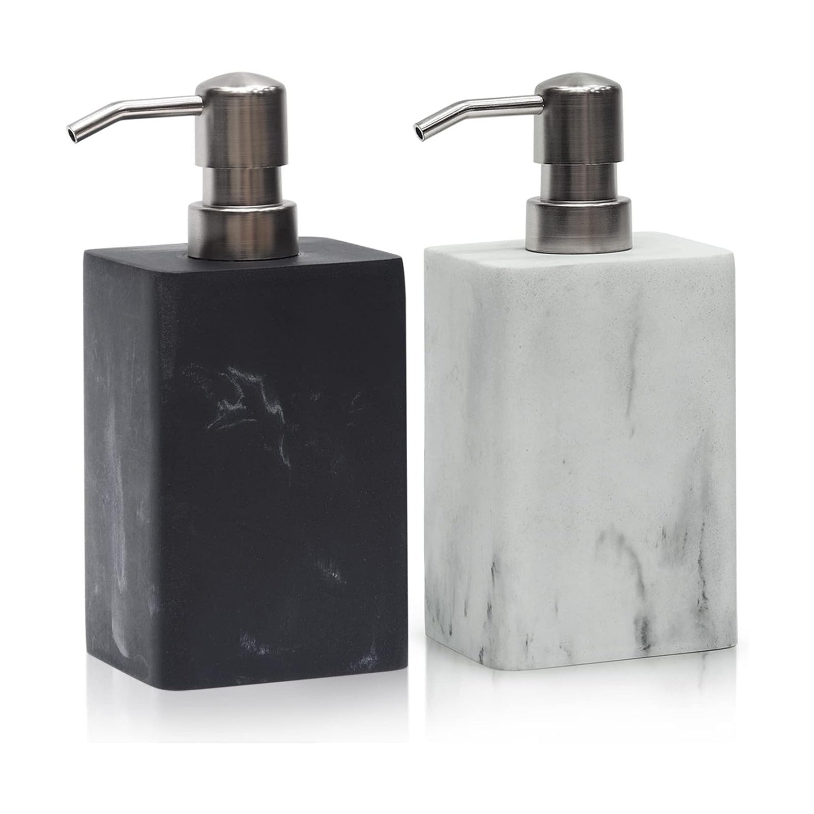 2pcs Hand Soap and Lotion Dispenser Sets for Bathroom Countertop,Black Marble Texture Resin Stone Liqiud Dish Soap