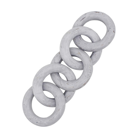 Rustic Round Wood Chain Link Decor Farmhouse Hand Carved Wood Link / Distressed Grey