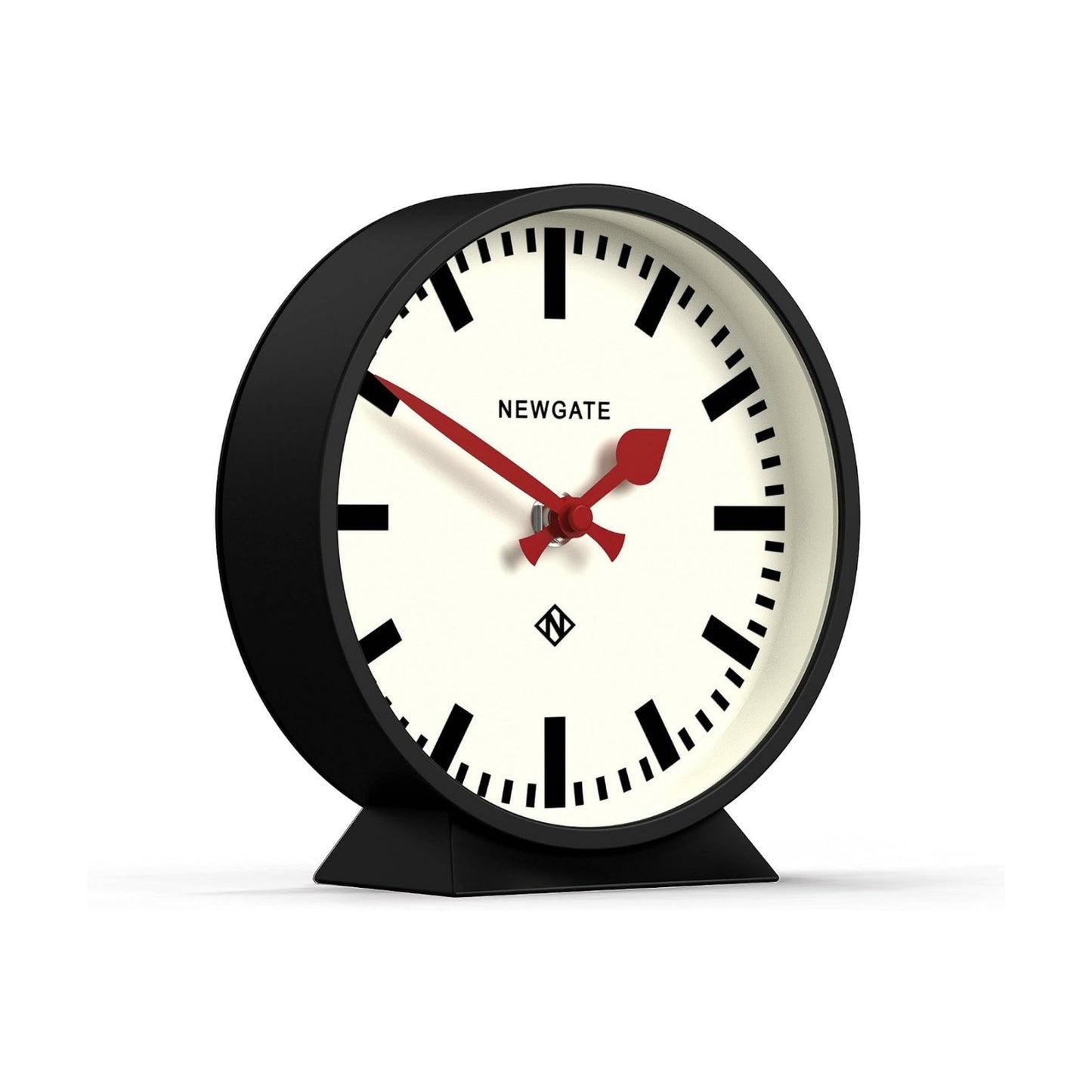 NEWGATE® M Mantel Railway Desk Clock | Modern Round Station Clock Design | Black | Contemporary Style for Desk, Table