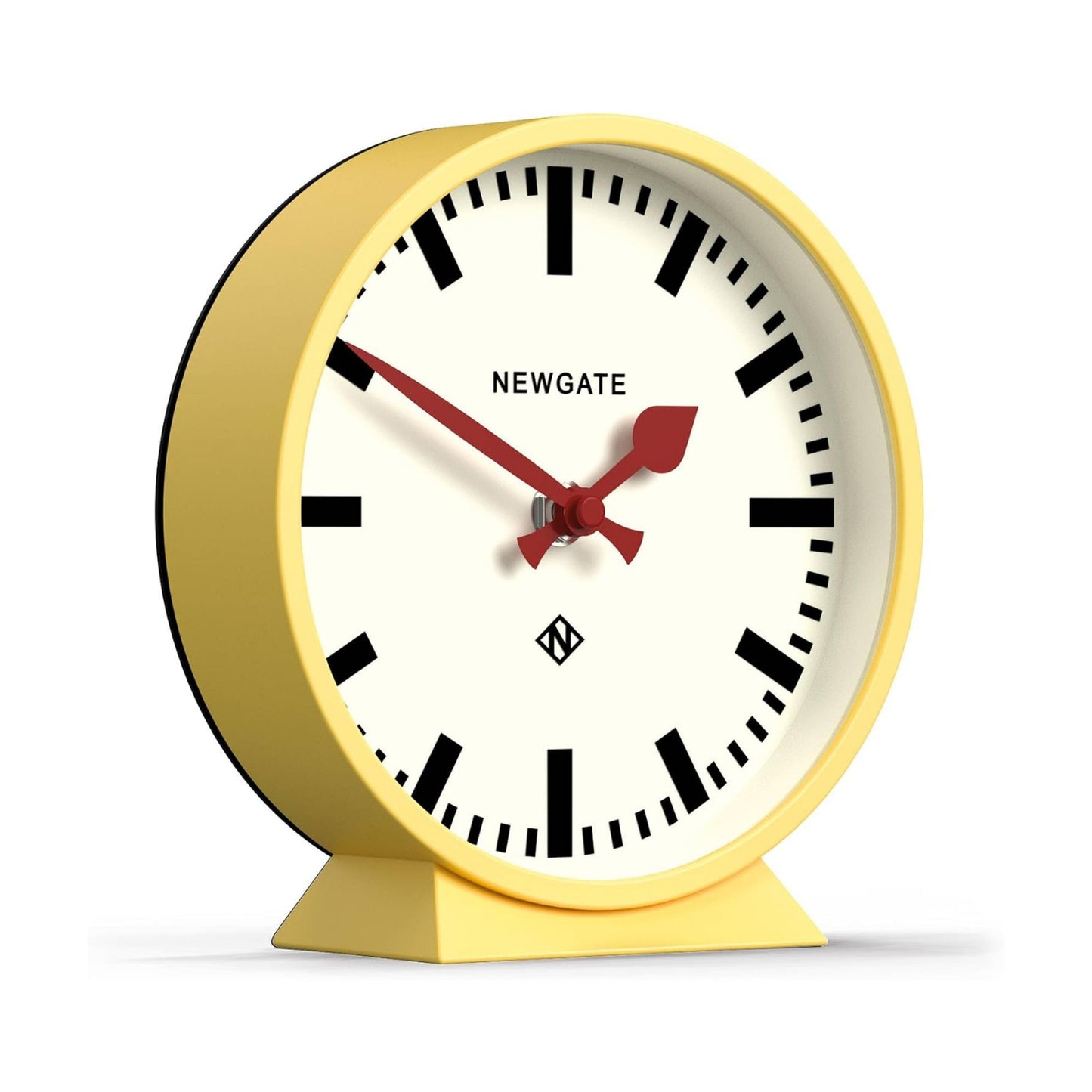 NEWGATE® M Mantel Railway Desk Clock | Modern Round Station Clock Design | Yellow | Contemporary Style for Desk, Table