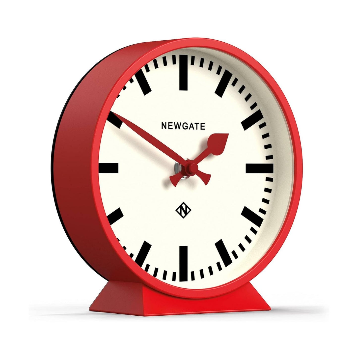 NEWGATE® M Mantel Railway Desk Clock | Modern Round Station Clock Design | Red | Contemporary Style for Desk, Table