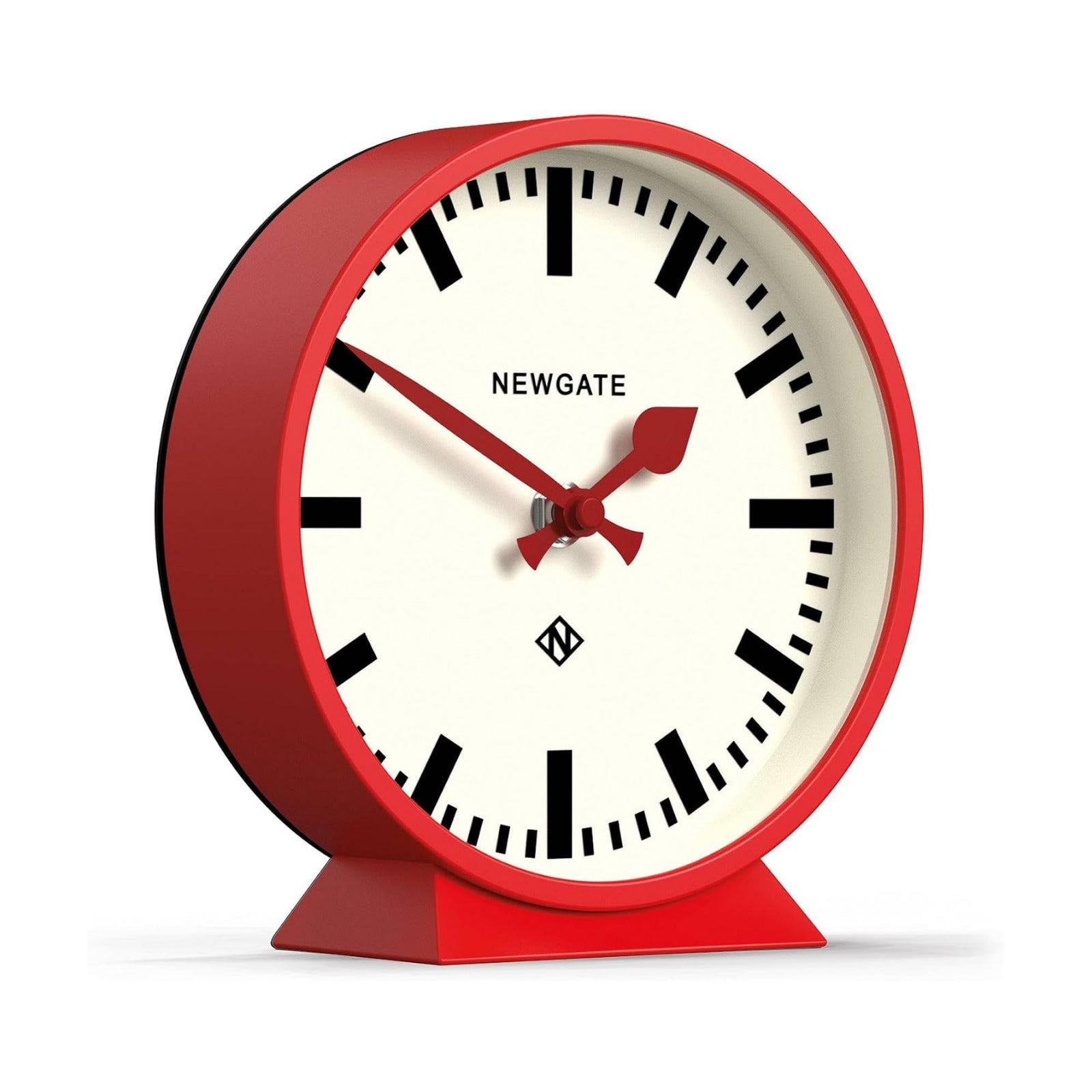 NEWGATE® M Mantel Railway Desk Clock | Modern Round Station Clock Design | Red | Contemporary Style for Desk, Table