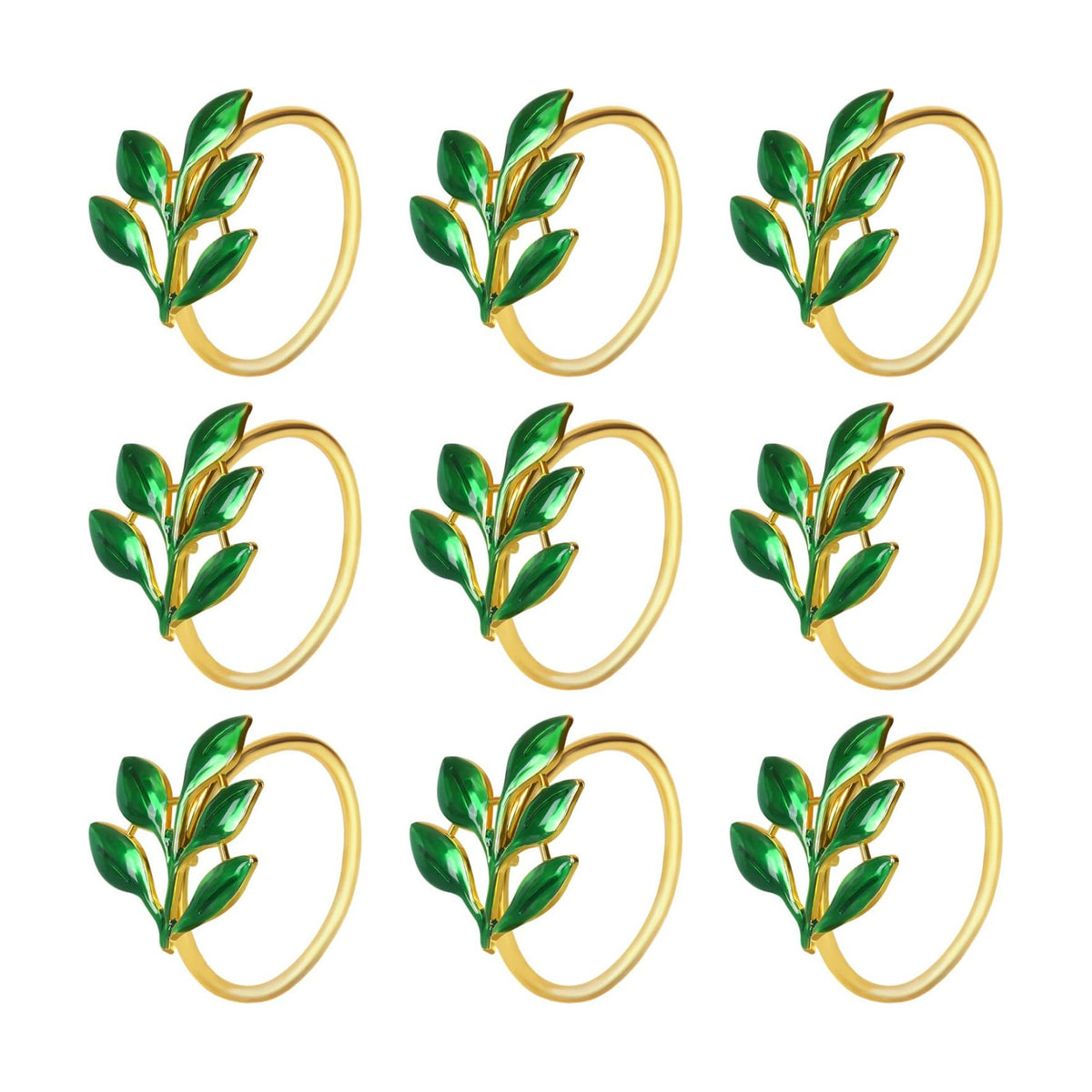 KPOSIYA Green Napkin Rings Set of 20, Leaf Napkin Holder for Thanksgiving