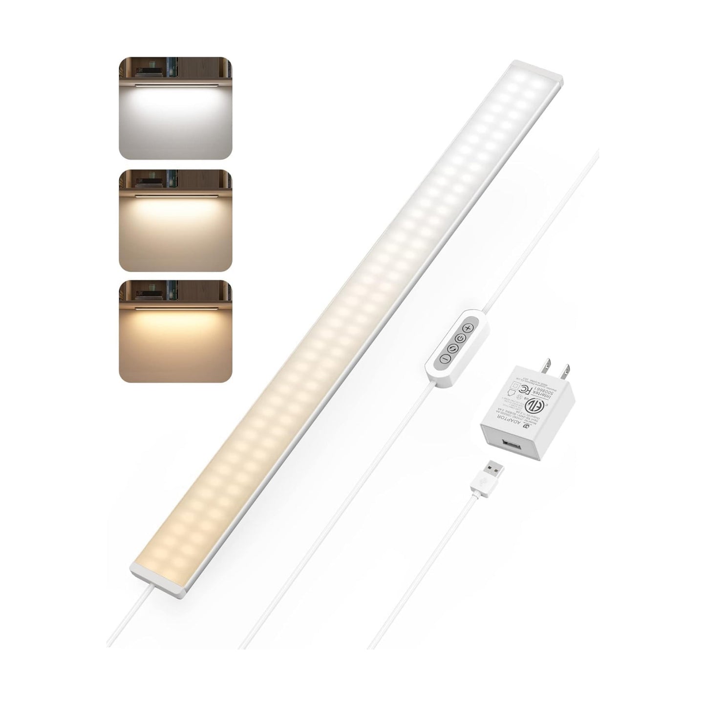 ASOKO 24 Inch Under Counter Light 3 Colors Dimmable Desk Lamp | ASOKO 24" Under Cabinet LED Light Strip, 3 Colors