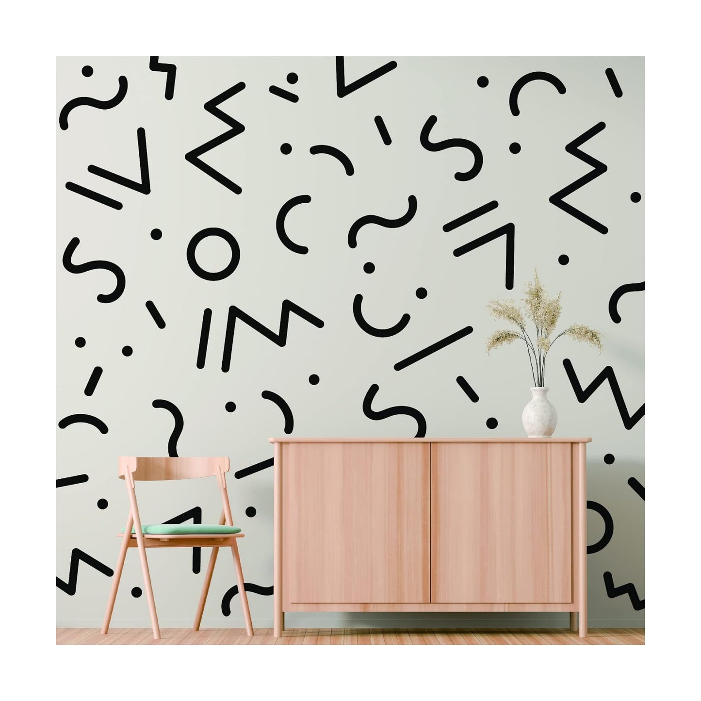 Geometric Line Vinyl Wall Decals / Memphis Group / Black