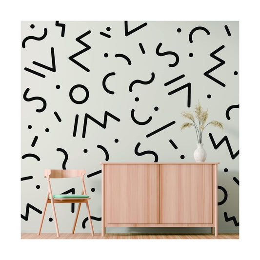 Geometric Line Vinyl Wall Decals / Memphis Group / Black